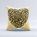 Yellow Heart Shaped Leopard Ink-Fuzed Decorative Throw Pillow