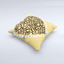 Yellow Heart Shaped Leopard Ink-Fuzed Decorative Throw Pillow