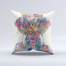 The Zendoodle Sacred Elephant ink-Fuzed Decorative Throw Pillow