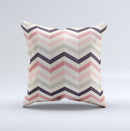 Pink-Tan-Black Zigzag Pattern ink-Fuzed Decorative Throw Pillow
