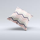 Pink-Tan-Black Zigzag Pattern ink-Fuzed Decorative Throw Pillow