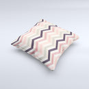 Pink-Tan-Black Zigzag Pattern ink-Fuzed Decorative Throw Pillow