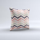 Pink-Tan-Black Zigzag Pattern ink-Fuzed Decorative Throw Pillow