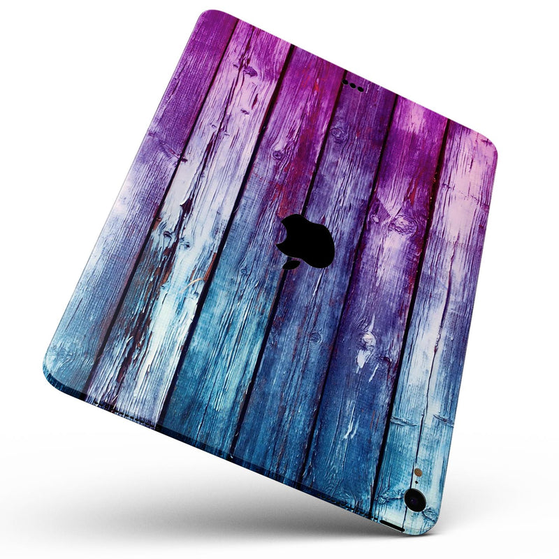 Pink & Blue Dyed Wood - Full Body Skin Decal for the Apple iPad Pro 12.9", 11", 10.5", 9.7", Air or Mini (All Models Available)