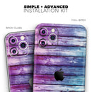 Pink & Blue Dyed Wood - Protective Skin Wrap & Decal – Compatible with iPhone SE to iPhone 17 Pro Max (All Models)