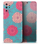 Pink & Blue Floral Illustration - Premium Vinyl Skin Decal for Samsung Galaxy S25 Ultra, S24, S23, S22 & All Galaxy S Models