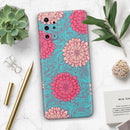 Pink & Blue Floral Illustration - Premium Vinyl Skin Decal for Samsung Galaxy S25 Ultra, S24, S23, S22 & All Galaxy S Models