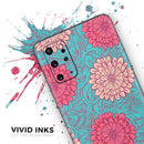 Pink & Blue Floral Illustration - Premium Vinyl Skin Decal for Samsung Galaxy S25 Ultra, S24, S23, S22 & All Galaxy S Models