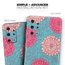 Pink & Blue Floral Illustration - Premium Vinyl Skin Decal for Samsung Galaxy S25 Ultra, S24, S23, S22 & All Galaxy S Models