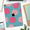 Pink & Blue Floral Illustration - Full Body Skin Decal for the Apple iPad Pro 12.9", 11", 10.5", 9.7", Air or Mini (All Models Available)