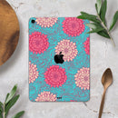 Pink & Blue Floral Illustration - Full Body Skin Decal for the Apple iPad Pro 12.9", 11", 10.5", 9.7", Air or Mini (All Models Available)