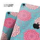 Pink & Blue Floral Illustration - Full Body Skin Decal for the Apple iPad Pro 12.9", 11", 10.5", 9.7", Air or Mini (All Models Available)