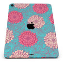 Pink & Blue Floral Illustration - Full Body Skin Decal for the Apple iPad Pro 12.9", 11", 10.5", 9.7", Air or Mini (All Models Available)