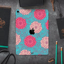 Pink & Blue Floral Illustration - Full Body Skin Decal for the Apple iPad Pro 12.9", 11", 10.5", 9.7", Air or Mini (All Models Available)