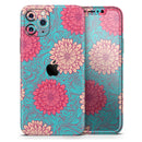 Pink & Blue Floral Illustration - Protective Skin Wrap & Decal – Compatible with iPhone SE to iPhone 17 Pro Max (All Models)