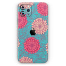 Pink & Blue Floral Illustration - Protective Skin Wrap & Decal – Compatible with iPhone SE to iPhone 17 Pro Max (All Models)