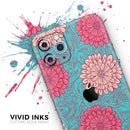 Pink & Blue Floral Illustration - Protective Skin Wrap & Decal – Compatible with iPhone SE to iPhone 17 Pro Max (All Models)