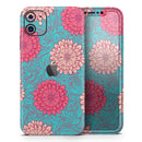 Pink & Blue Floral Illustration - Protective Skin Wrap & Decal – Compatible with iPhone SE to iPhone 17 Pro Max (All Models)
