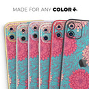 Pink & Blue Floral Illustration - Protective Skin Wrap & Decal – Compatible with iPhone SE to iPhone 17 Pro Max (All Models)