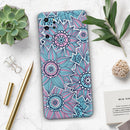 Pink & Blue Flowered Pattern - Premium Vinyl Skin Decal for Samsung Galaxy S25 Ultra, S24, S23, S22 & All Galaxy S Models