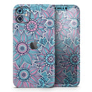 Pink & Blue Flowered Pattern - Protective Skin Wrap & Decal – Compatible with iPhone SE to iPhone 17 Pro Max (All Models)