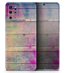 Pink & Blue Grunge Wood Planks - Premium Vinyl Skin Decal for Samsung Galaxy S25 Ultra, S24, S23, S22 & All Galaxy S Models