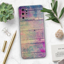 Pink & Blue Grunge Wood Planks - Premium Vinyl Skin Decal for Samsung Galaxy S25 Ultra, S24, S23, S22 & All Galaxy S Models