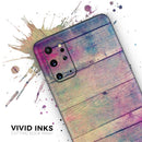 Pink & Blue Grunge Wood Planks - Premium Vinyl Skin Decal for Samsung Galaxy S25 Ultra, S24, S23, S22 & All Galaxy S Models