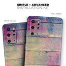 Pink & Blue Grunge Wood Planks - Premium Vinyl Skin Decal for Samsung Galaxy S25 Ultra, S24, S23, S22 & All Galaxy S Models