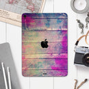 Pink & Blue Grunge Wood Planks - Full Body Skin Decal for the Apple iPad Pro 12.9", 11", 10.5", 9.7", Air or Mini (All Models Available)