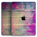 Pink & Blue Grunge Wood Planks - Full Body Skin Decal for the Apple iPad Pro 12.9", 11", 10.5", 9.7", Air or Mini (All Models Available)