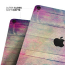 Pink & Blue Grunge Wood Planks - Full Body Skin Decal for the Apple iPad Pro 12.9", 11", 10.5", 9.7", Air or Mini (All Models Available)
