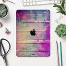Pink & Blue Grunge Wood Planks - Full Body Skin Decal for the Apple iPad Pro 12.9", 11", 10.5", 9.7", Air or Mini (All Models Available)