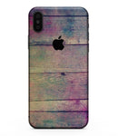 Pink & Blue Grunge Wood Planks - iPhone XS MAX, XS/X, 8/8+, 7/7+, 5/5S/SE Skin-Kit (All iPhones Available)