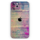 Pink & Blue Grunge Wood Planks - Protective Skin Wrap & Decal – Compatible with iPhone SE to iPhone 17 Pro Max (All Models)
