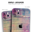 Pink & Blue Grunge Wood Planks - Protective Skin Wrap & Decal – Compatible with iPhone SE to iPhone 17 Pro Max (All Models)
