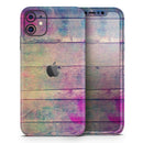 Pink & Blue Grunge Wood Planks - Protective Skin Wrap & Decal – Compatible with iPhone SE to iPhone 17 Pro Max (All Models)