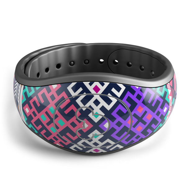 Pink & Teal Modern Colored Aztec Pattern - Decal Skin Wrap Kit for the Disney Magic Band