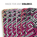 Pink & White Abstract Maze Pattern - Protective Skin Wrap & Decal – Compatible with iPhone SE to iPhone 17 Pro Max (All Models)