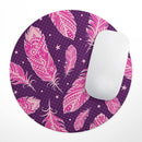 Pink Aztec Feather Galore// WaterProof Rubber Foam Backed Anti-Slip Mouse Pad for Home Work Office or Gaming Computer Desk