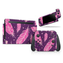 Pink Aztec Feather Galore // Skin Decal Wrap Kit for Nintendo Switch Console & Dock, Joy-Cons, Pro Controller, Lite, 3DS XL, 2DS XL, DSi, or Wii - Vinyl Skin Wrap for Nintendo Switch 2, OLED, Lite, Pro Controller, Wii & Classic Handhelds