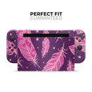 Pink Aztec Feather Galore // Skin Decal Wrap Kit for Nintendo Switch Console & Dock, Joy-Cons, Pro Controller, Lite, 3DS XL, 2DS XL, DSi, or Wii - Vinyl Skin Wrap for Nintendo Switch 2, OLED, Lite, Pro Controller, Wii & Classic Handhelds