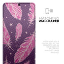 Pink Aztec Feather Galore - Premium Vinyl Skin Decal for Samsung Galaxy S25 Ultra, S24, S23, S22 & All Galaxy S Models