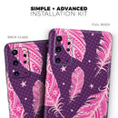 Pink Aztec Feather Galore - Premium Vinyl Skin Decal for Samsung Galaxy S25 Ultra, S24, S23, S22 & All Galaxy S Models