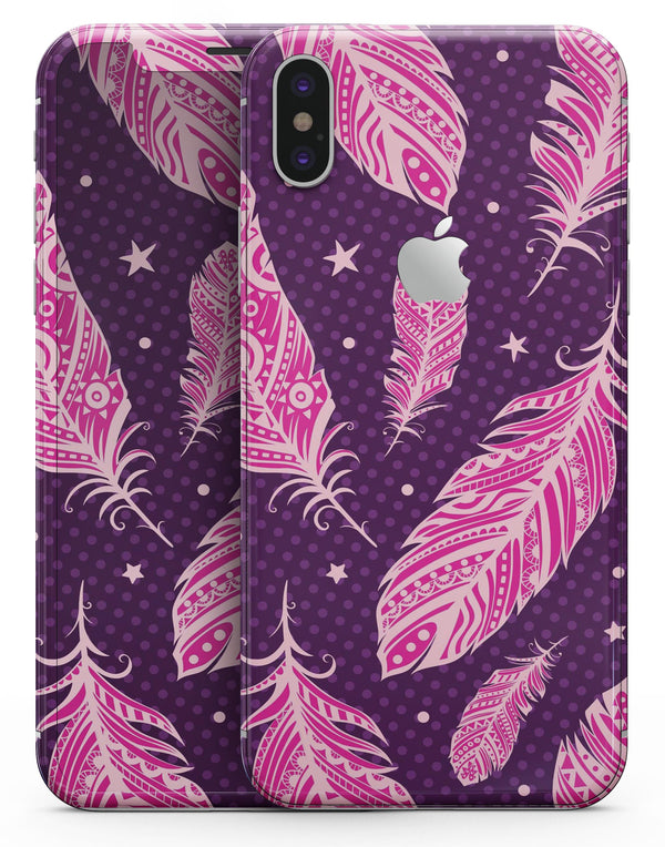 Pink Aztec Feather Galore - iPhone X Skin-Kit