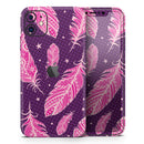 Pink Aztec Feather Galore - Protective Skin Wrap & Decal – Compatible with iPhone SE to iPhone 17 Pro Max (All Models)