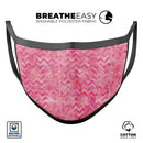 Pink Basic Watercolor Chevron Pattern - Made in USA Mouth Cover Unisex Anti-Dust Cotton Blend Reusable & Washable Face Mask with Adjustable Sizing for Adult or Child