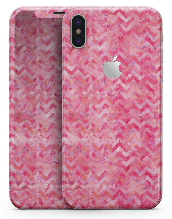 Pink Basic Watercolor Chevron Pattern - iPhone X Skin-Kit