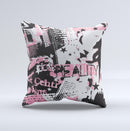 Pink & Black Abstract Fashion Poster ink-Fuzed Decorative Throw Pillow