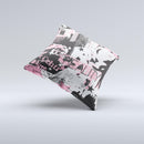 Pink & Black Abstract Fashion Poster ink-Fuzed Decorative Throw Pillow